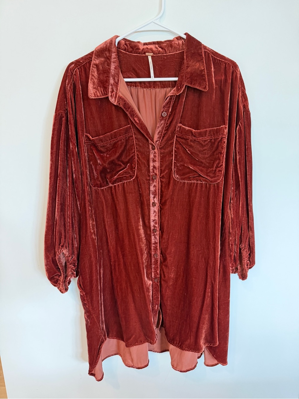 Free People Velvet Button-Front Tunic Top - Size Small